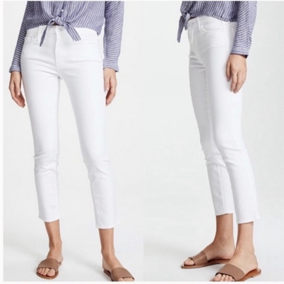Mother Denim The Looker Crop Jeans in Mirror Mirror White Size 25 - Picture 1 of 6